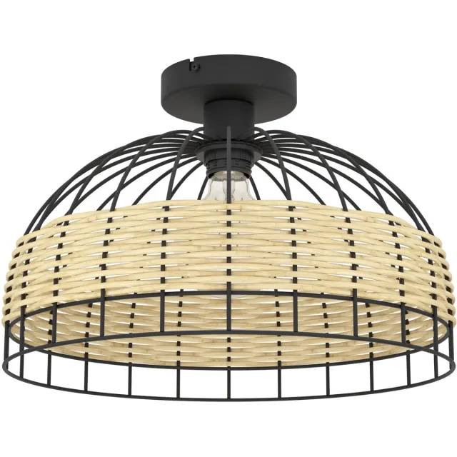 Eglo Anwick Plafondlamp - E27 - Ø 38 cm - Zwart/Rotan