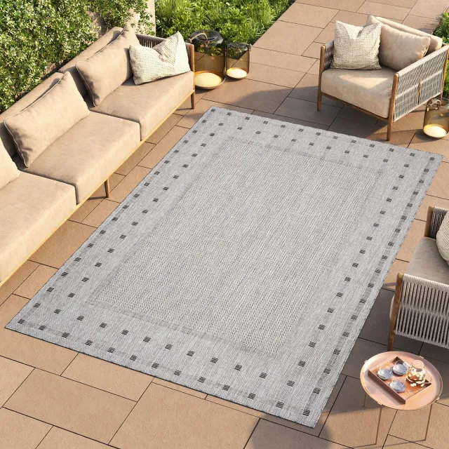 Tapiso Melissa Vloerkleed Grijs Indoor Outdoor Laagpolig Tapijt