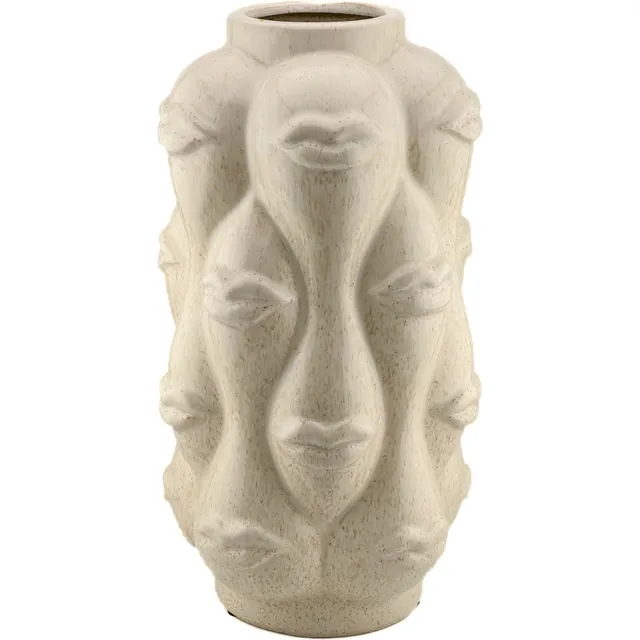 Homebound by Kolony HomeBound by KY | Aardewerk vaas lips beige | 16,5x16,5x34,5cm | bloemenvaas keramiek lippen off-white Zand