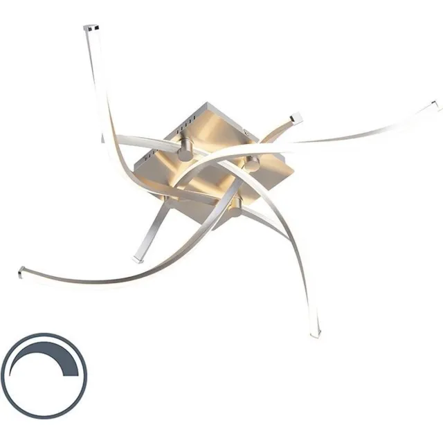 Paul Neuhaus paulina - Moderne LED Dimbare Plafondlamp met Dimmer - 4 lichts - L 700 mm - Staal - Woonkamer | Slaapkamer | Keuken grijs