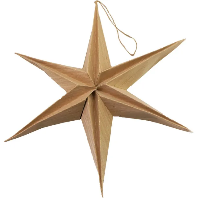Stern fabrik kerstster decoratie - bruin - 29 cm - eco - papier - 6 punten - hangend