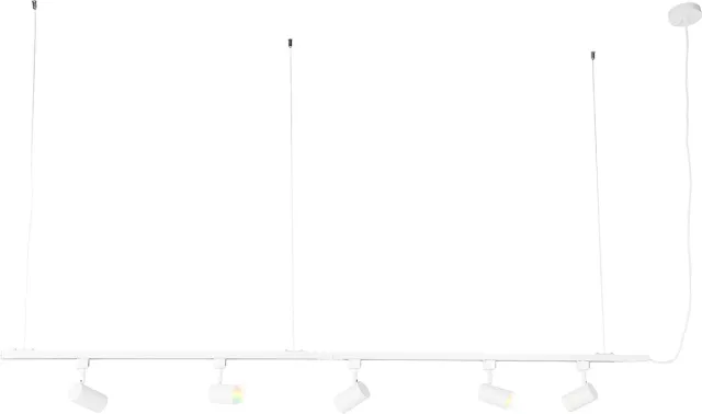 QAZQA jeana - Moderne Dimbare LED Smart Hanglamp incl. wifi met Dimmer - 5 lichts - L 193 cm - Wit - Woonkamer | Slaapkamer | Keuken Wit Smart LED