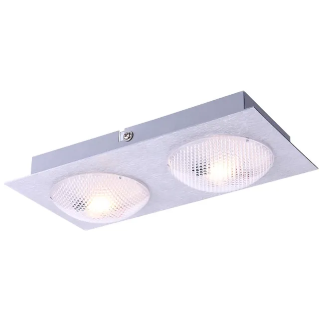 Globo Lighting Plafondlamp eetkamerlamp plafondlamp ganglamp keukenlamp woonkamerlamp, 2 vlammen gesatineerd, LED 5W 345Lm warm wit, L 22 cm zilver