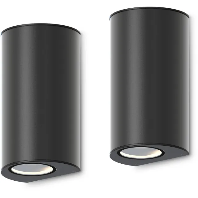 Calex Monza Outdoor Wandlamp – Up & Downlight – GU10 Fitting – IP54 Spatwaterdicht – 220–240V – Zwart