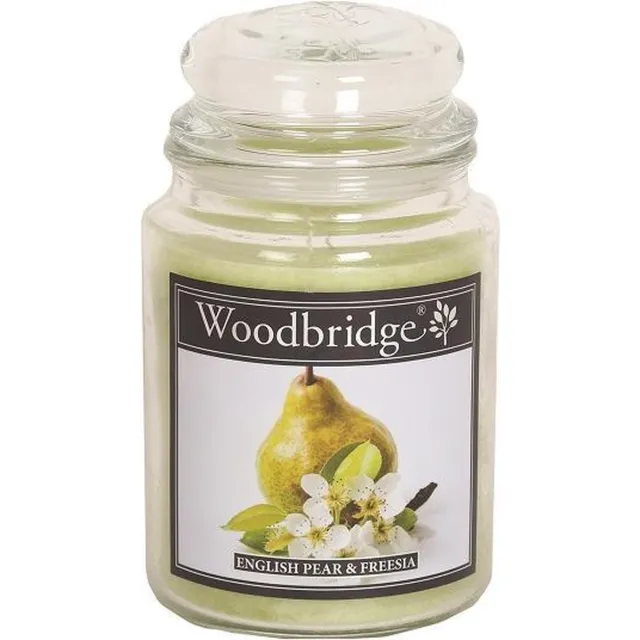 Woodbridge English Pear & Freesia 565g Large Candle met 2 lonten mosgroen