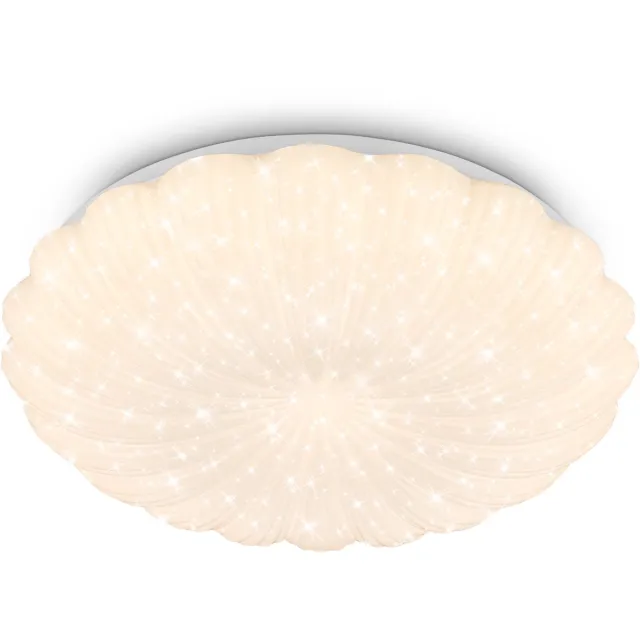 Briloner Cosmo - LED Plafondlamp - plafonniére met warm wit licht - sterrenhemel effect - gegolfde rand - Ø38.5cm - wit