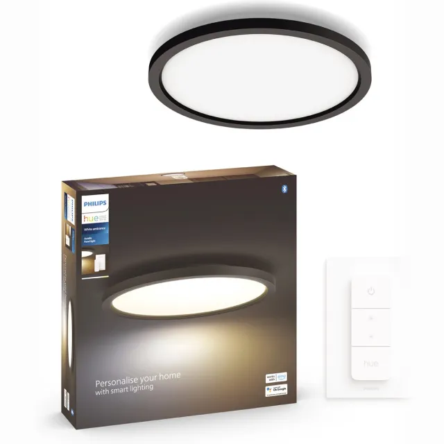 Philips Hue Aurelle - paneellamp - warm- tot koelwit licht - zwart - rond