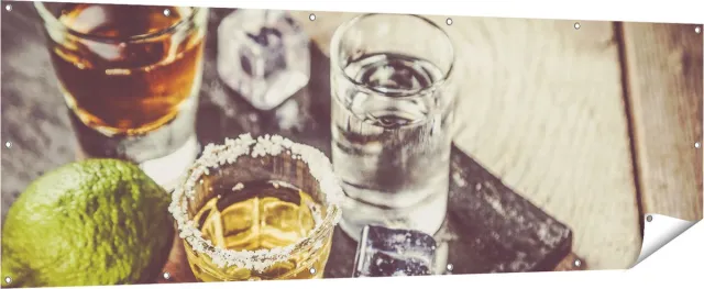 Gards Tuinposter Alcoholische Drankjes - Drank - 210x70 cm - Tuindoek - Tuindecoratie - Wanddecoratie buiten - Tuinschilderij Multikleur