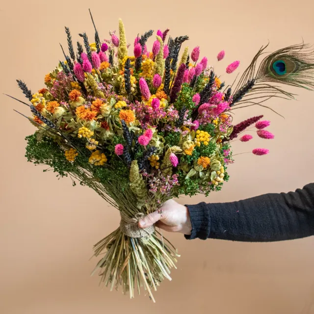 Roselin Deco Droogbloemen - boeket - Yara - Droogboeketten - Droogbloemenboeket blauw