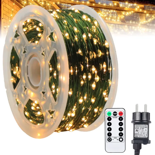 ANMI LED Lichtslang 50 m – 500 LED Warm Wit – Kerstverlichting voor Kerstboom & Buiten – Waterdicht IP65 – 8 Lichtfuncties met Afstandsbediening - Decoratiesnoer voor Kerstmis Tuin Feest en Bruiloft