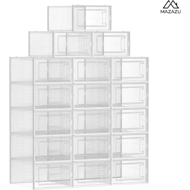 MIRA home Schoenendozen - Transparante opbergdozen voor schoenen - Stapelbaar - 30x23x14 cm
