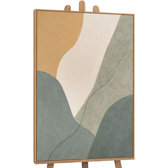 YS Canvas schilderij 140x100 cm handgeschilderd eeuwige lijn – YS-Art Gallery – Lijst: Hout – Luxe wanddecoratie Wood