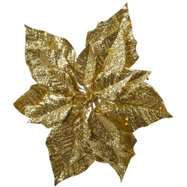 Decoris Kerstboomversiering Kerstster - 23 cm - goud glitter - op clip - ornament - ster Goudkleurig