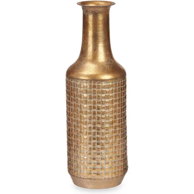 Giftdecor Bloemenvaas Antique Roman - goud - metaal - 14 x 46 cm - Design vaas met historisch karakter Goudkleurig