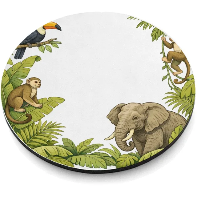 Mr Cadeautjes MDF magnetische fotolijst rond Ø 9,5 - design Savanne-rand met grote rust in het midden | cadeau Wit