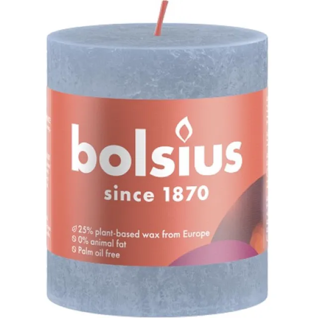 Bolsius 4 stuks Bolsius lichtblauw rustiek stompkaars 80/68 (35 uur) Sky Blue