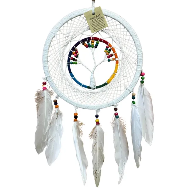 Ruben Robijn Dromenvanger Tree of Life Rainbow & White - Regenboog Kralen - 22cm Bonte kleuren