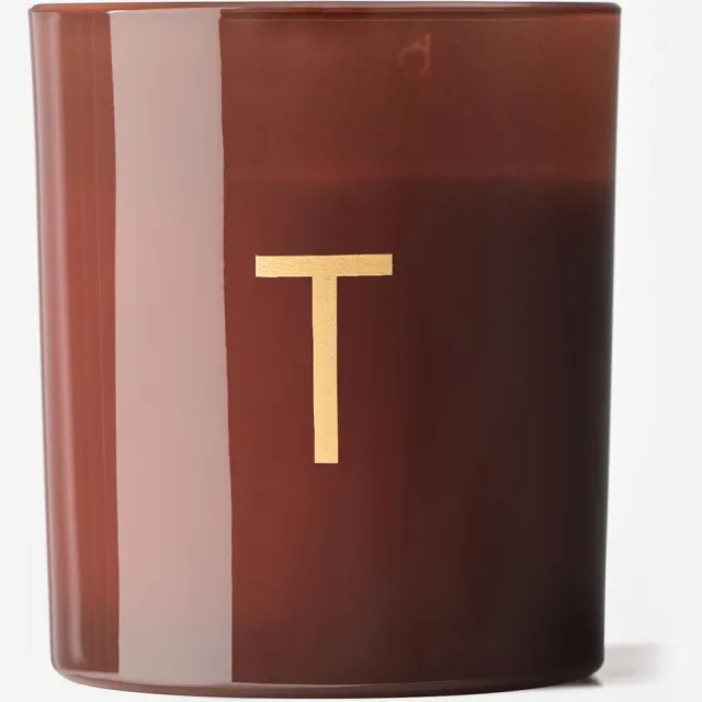 HEMA Kaars in glas ⌀8x9cm letter T (cognac)