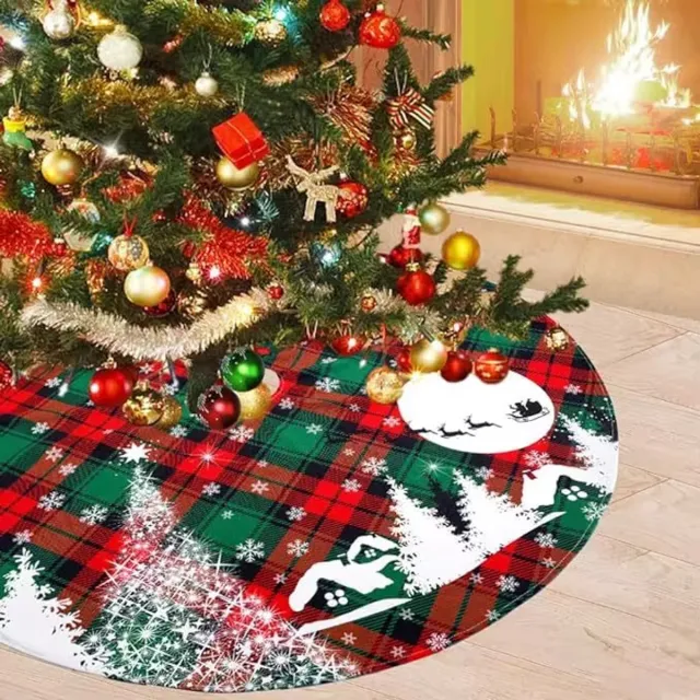 SilverAndCoco 90cm Kerstboomkleed Rok Mat | Boomkleed Kerst Stof | Kleed voor Onder Kerstboom Decoratie | Groen Rood Velvet Onderkleed Suède | Groene Rode Kerstdecoratie Vloer - Merry Christmas Groen Rood - 90cm