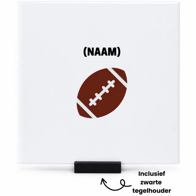 Hacebo american football met je eigen naam tegeltje met tegelhouder - sport liefhebbers - tegeltjes met tekst - NFL - verjaardag - verjaardagscadeau - mensen die houden van american football - cadeau - kado - geschenk - spreuktegels - 15x15 CM Wit