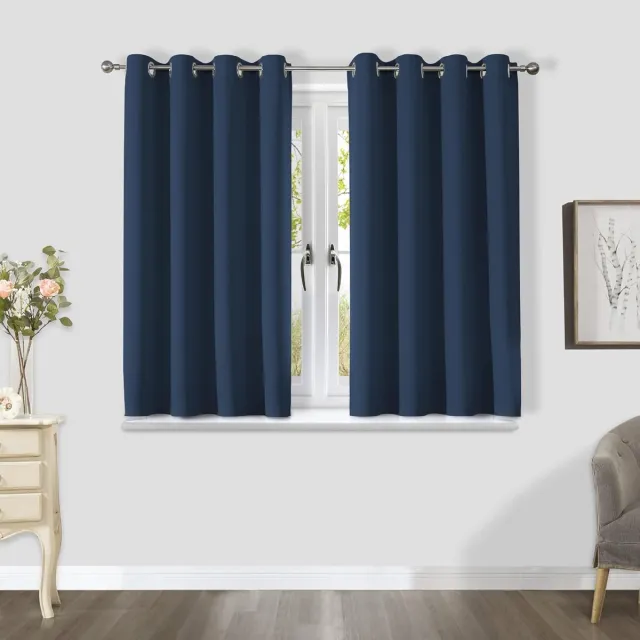 Ibenzoa Stijlvolle Thermische Verduisteringsgordijnen Set voor Slaapkamer en Woonkamer 117 x 160 cm navyblauw