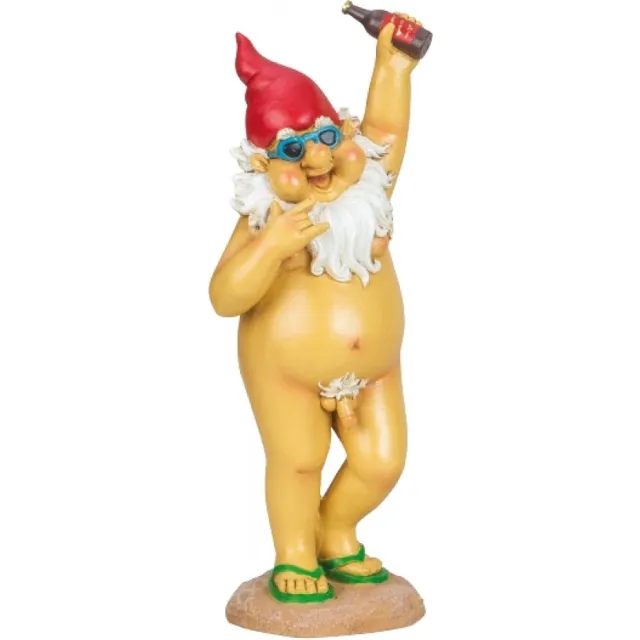 senden Tuinkabouter Dwerg staand naakt met fles in de hand h = 31,5 cm divers