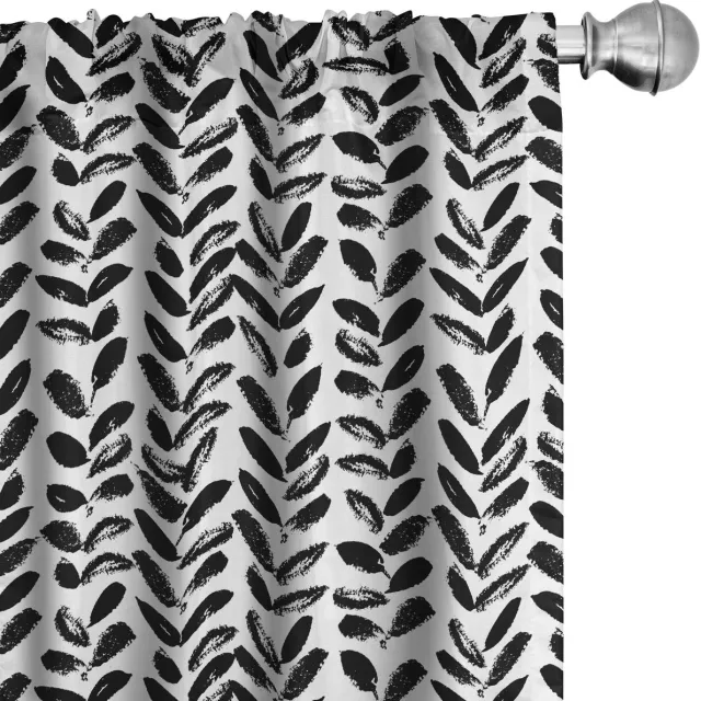 ABAKUHAUS Zwart-Wit Gordijnpaneel – 2x75x245 cm – Microvezel – Halverdukd