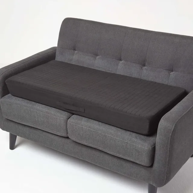 Homescapes zitkussen velours zwart, 100 x 50 cm - groot orthopedisch zitkussen