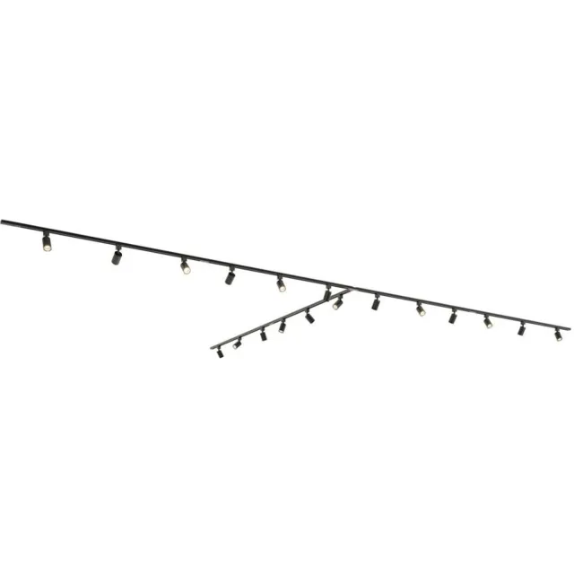 HOFTRONIC railverlichting pakket T-vorm – 6 meter – 18 x GU10 railspots – dimbaar – aluminium zwart – IP20 – modulair – 230V – railverlichting woonkamer keuken