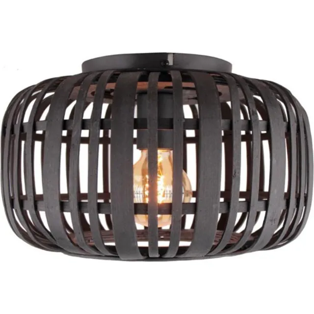 Brilliant Plafondlamp Woodrow Zwart Hout ⌀32cm