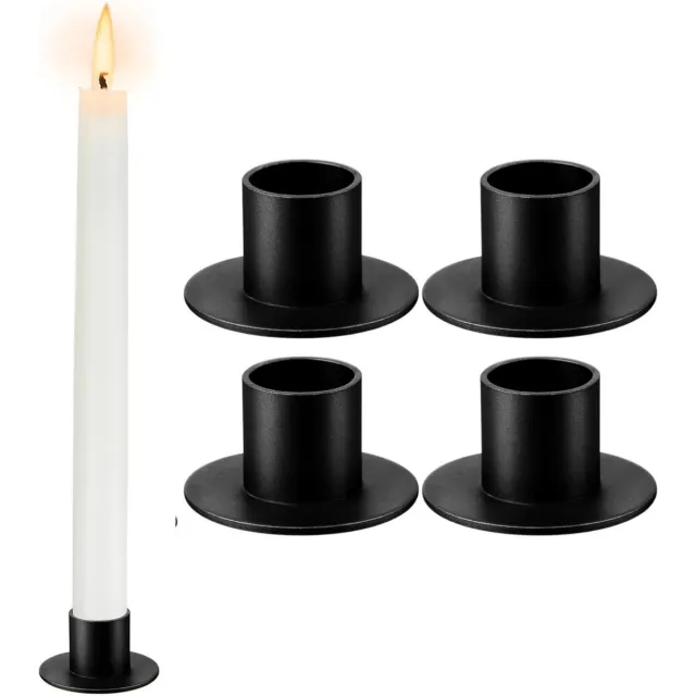 QTTVBTNA Kandelaars - Ijzer kaarsenhouders - Decoratie voor feest, woonkamer, bruiloft, romantische diner - Geschikt voor kaarsen met een diameter tot 2,2 cm - Zwart - 4 stuks