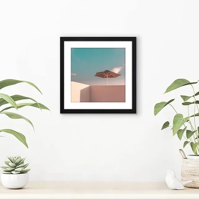 Famanu Vierkante fotolijst 25x25cm zwart met passe-partout 20x20cm