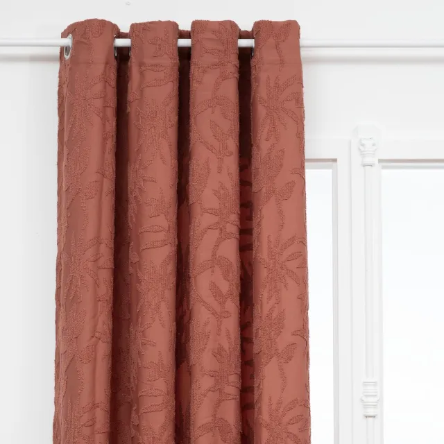 Atmosphera Willow Jacquard Gordijn 135x260cm - Gordijnen kant en klaar met haakjes ringen - Terracotta