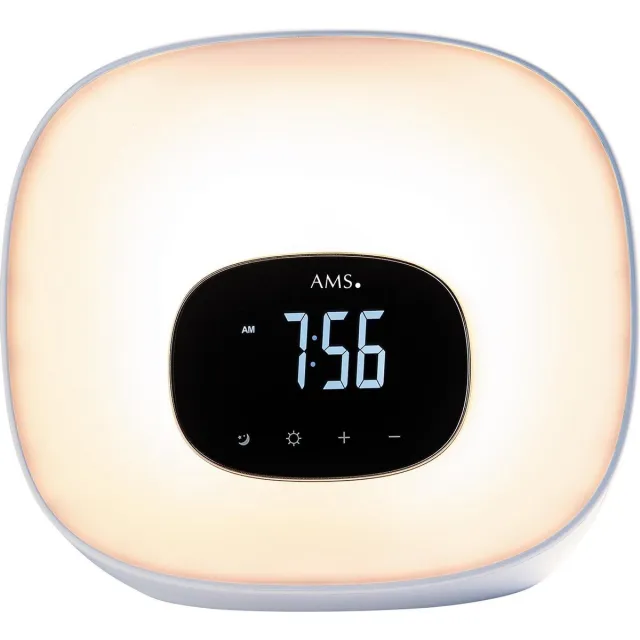 AMS T1302 - Wekker - Digitaal - Kunststof - Stil uurwerk - Zonsopganglicht - Radio - Wit