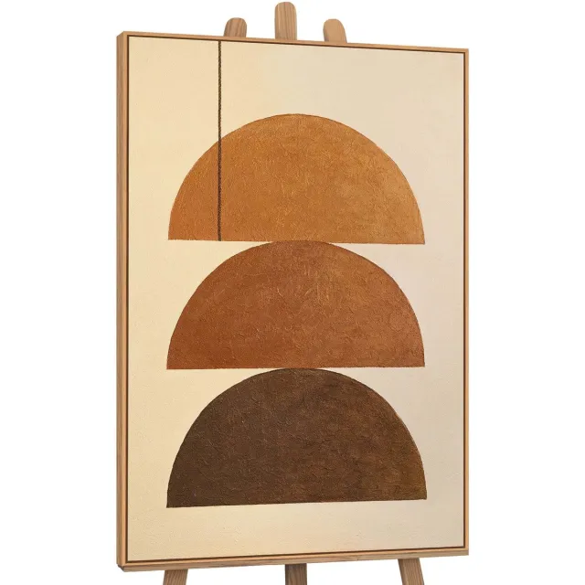 YS Canvas schilderij handgeschilderd three horizons abstract – YS-Art Gallery – Luxe wanddecoratie voor woonkamer – Modern schilderij voor slaapkamer en hal Wood