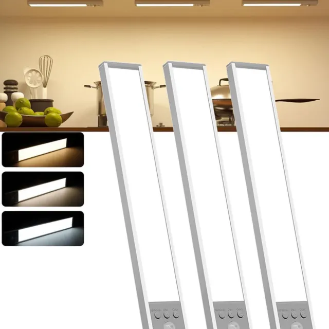 KZQ Draadloze Herlaadbare Onder Kastlamp Met Bewegingssensor - Dimbare Led Verlichting In 3 Standen Voor Keuken Kast Trap En Slaapkamer - 3 Stuks In Wit