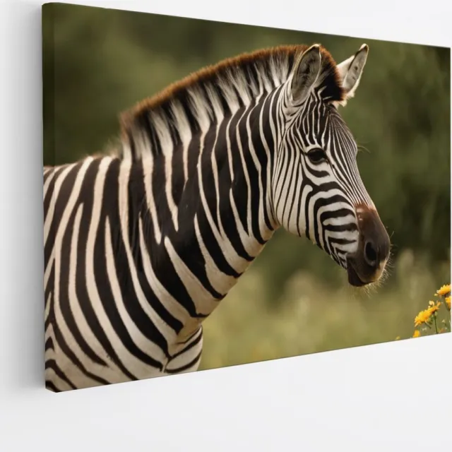 Saammp Canvas Schilderij - Zebra in de Natuur - Dieren - 120x80 - Foto op canvas - Wanddecoratie - Muurdecoratie Woonkamer - Slaapkamer decoratie - Canvas Print Multicolor