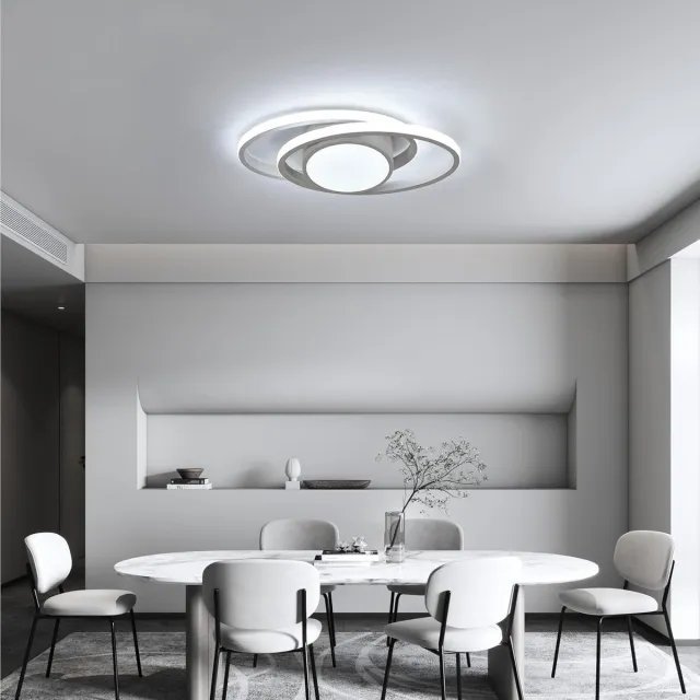 Haobosic Plafonnier LED rond design moderne - Intensité et lumière variables (3000K-6500K) - 39W - Avec télécommande - Blanc - Pour salon, chambre et cuisine White