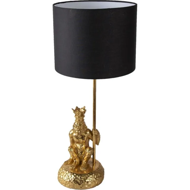 Clayre & Eef Bureaulamp Aap Ø 23x45 cm Goudkleurig Zwart Kunststof
