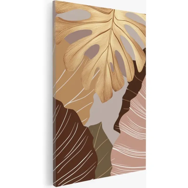 Saammp Canvas Schilderij - Gekleurde bladeren - Goud - Landschap - Natuur - 80x120 - Foto op canvas - Wanddecoratie - Muurdecoratie Woonkamer - Slaapkamer decoratie - Canvas Print Multicolor