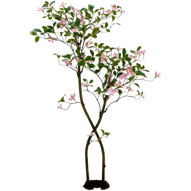 Happiq Kunstmatige jasmijnplant - Voor huis, kantoor - Kunstbloemboom in witte bloempot, decoratief, geschikt als cadeau - 120-180 cm - Roze-120cm
