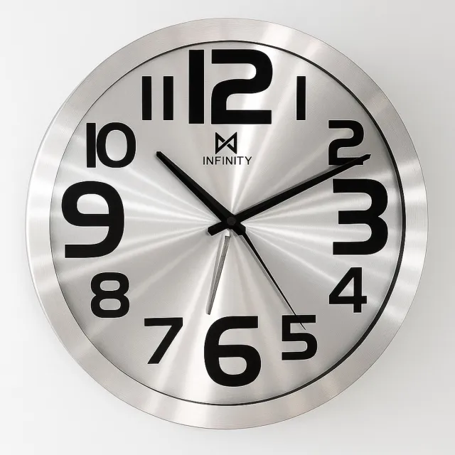 REGENTECH® Regentech Wandklok Stainless Steel Look - Stil Uurwerk - Automatische Secondewijzer - 30 Cm Diameter Silver