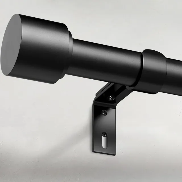 Mrilary Zwarte extra lange verstelbare gordijnroede 32-90 inch | Metalen telescopische gordijnstang zwaar & stevig | geschikt voor brede ramen