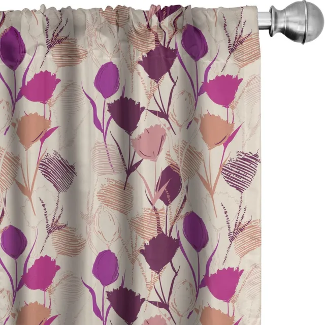 ABAKUHAUS Bloemen Gordijnen – 2x75x175 cm – Microvezel – Meerkleurig Mehrfarbig