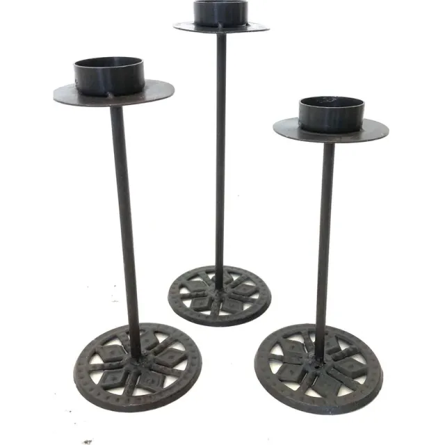 Var waxinelichthouder | iron cup candlestand | 25 | grijs Multi