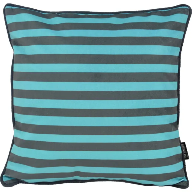 Gek op Kussens! Velvet Artistic Stripe Kussenhoes | Fluweel / Polyester | 45 x 45 cm Petrol/Zwart