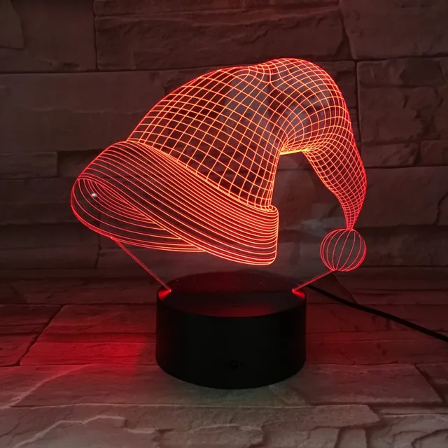 MC Living 3D Led Lamp Met Gravering - RGB 7 Kleuren - Kerstmuts