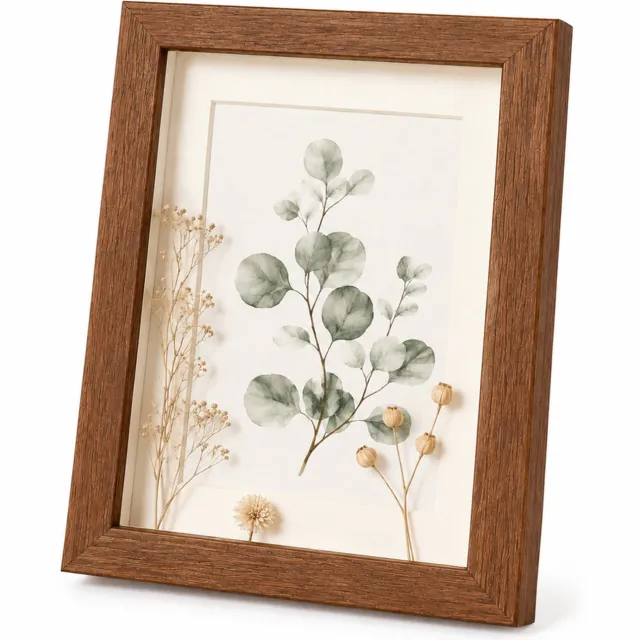 SWGOTA Walnootbruine holle MDF-fotolijst van 2 cm met glas, 8 x 10 inch (20,3 x 25,4 cm), inclusief afbeeldinginzetstuk