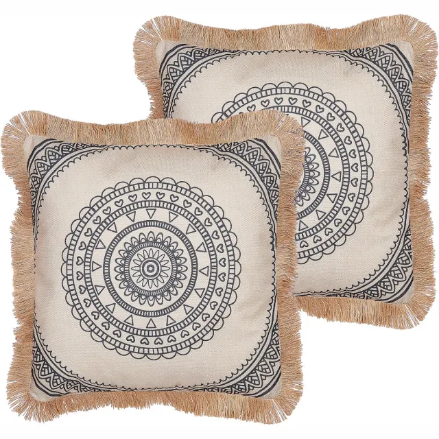 Beliani AGRIMONY - Sierkussen set van 2 - Beige - 45 x 45 cm - Polyester