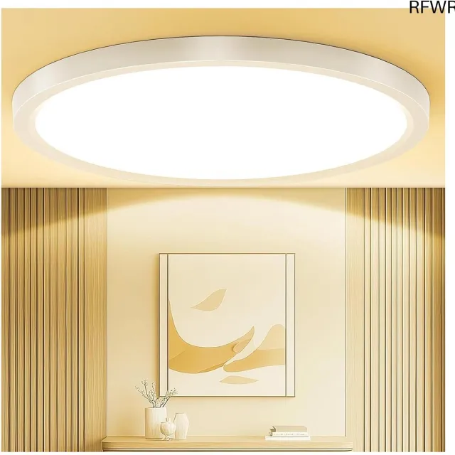 RFWR Ultradunne 18W Plafondlamp LED - 2448LM Warm Wit voor Badkamer, Keuken en Hal